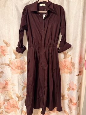 Tory Burch Plum Button-Front Maxi Dress